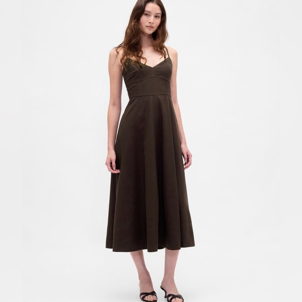 Gap linen-blend seemed corset dress NWT